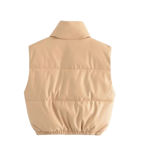 Autumn Winter Women Cotton Vest Short Casual Black Button Up Outwear & Coat Office Lady warm Cropped Top 2023