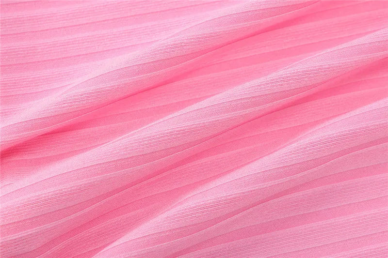 Hollow Out Backless Sleeveless Mini Dress For Women Summer New Fashion Solid O Neck Slim Pleated Dress Elegant 2024