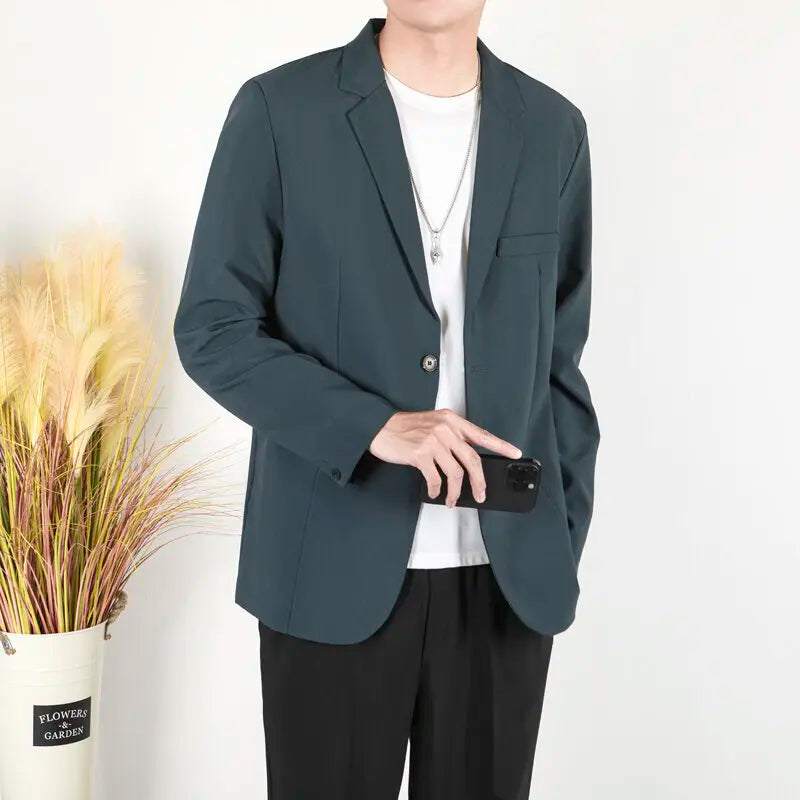 Men's Business Casual Suit Jackets Solid Color Single Breasted New Trendy Loose Handsome Spring Male Blazer 2025 9W1307