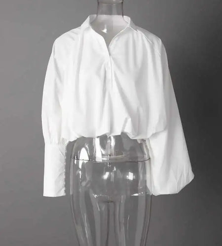 Women Black Pleated Big Size Short Elegant Blouse New V-neck  Long Sleeve Shirt Fashion Tide Spring Autumn 2025 CPG2610