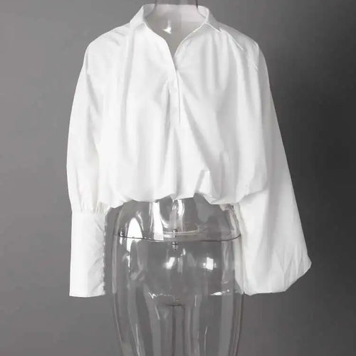 Load image into Gallery viewer, Women Black Pleated Big Size Short Elegant Blouse New V-neck  Long Sleeve Shirt Fashion Tide Spring Autumn 2025 CPG2610
