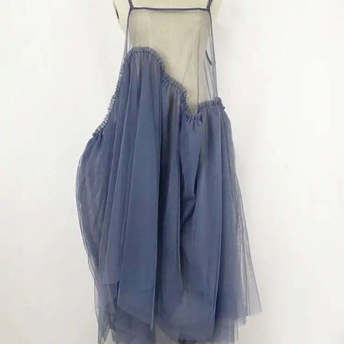 Load image into Gallery viewer, Women Green Mesh Layers Elegant Spaghetti Strap Dress New Square Collar Sleeveless Fashion Tide Spring Autumn 2025 1DJ0363
