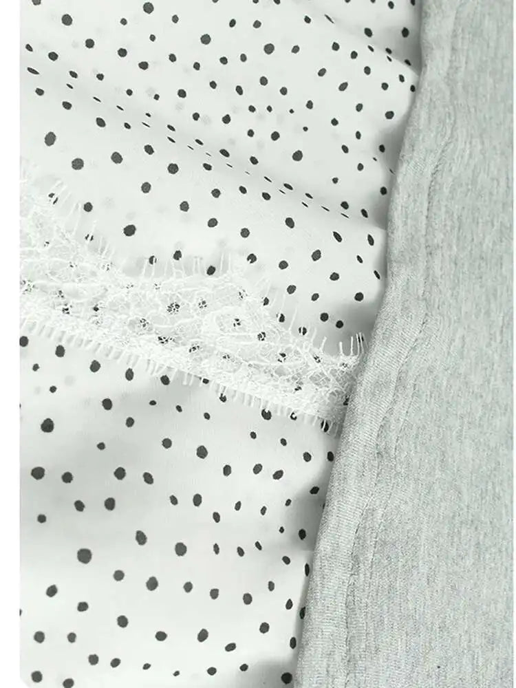 Women Gray Color-block Dot Big Size Long Elegant Dress New Round Neck Short Sleeve Fashion Spring Summer 2025  1DH6007