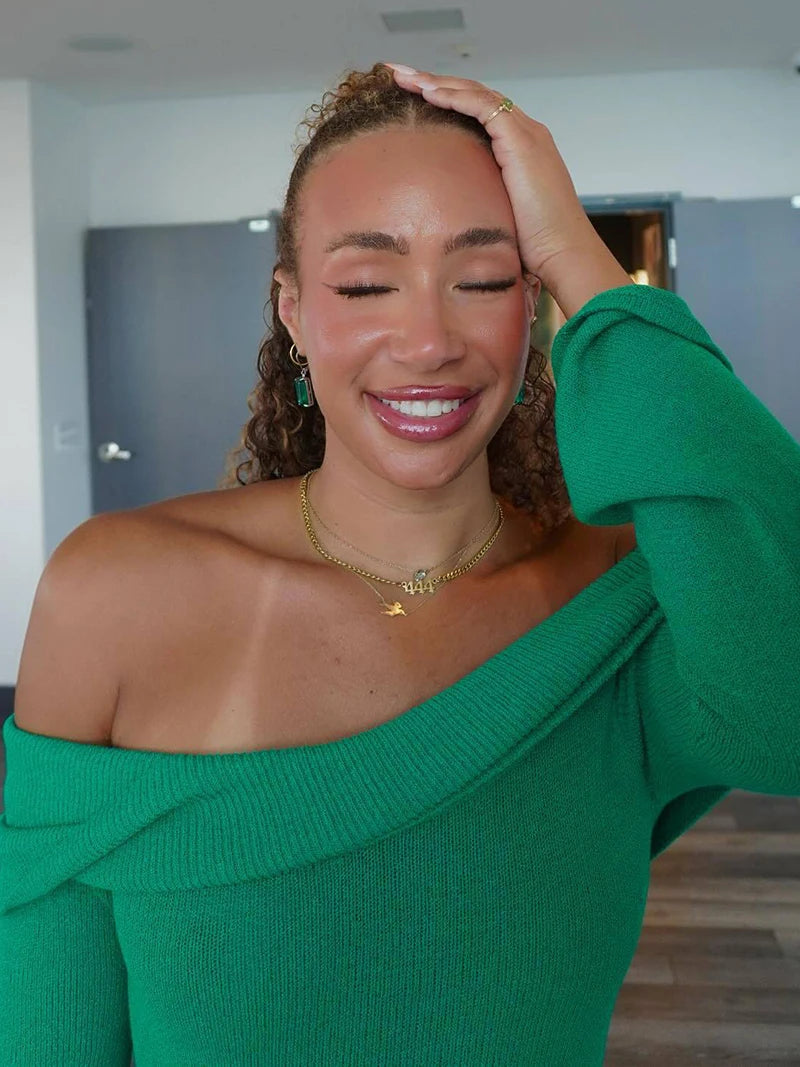 Off-shoulder Knit Mini Dress For Women Autumn Winter New Strapless Backless Long Sleeve Ruched Draped Knitted Dress