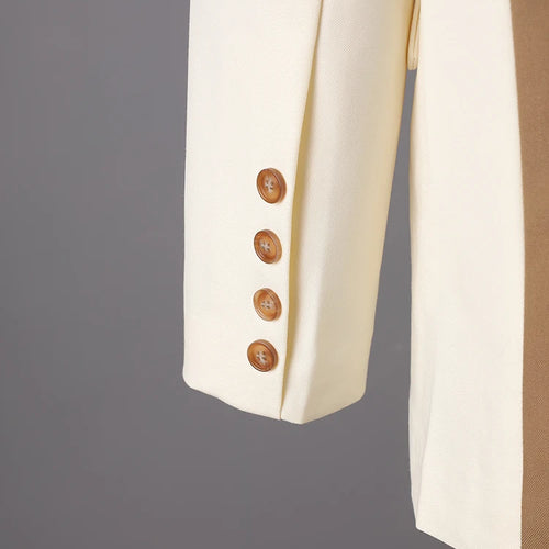 Load image into Gallery viewer, Women Beige Color-block Back Button Big Size Blazer New Lapel Long Sleeve Jacket Fashion Tide Spring Autumn 2025 30A3069
