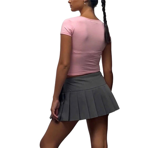 Load image into Gallery viewer, y2k Crop Tops 2000s Clothes Women Basic Hollow Out Short Sleeve Tie-up T Shirt Casual Vest Grunge Clothing Streetwear
