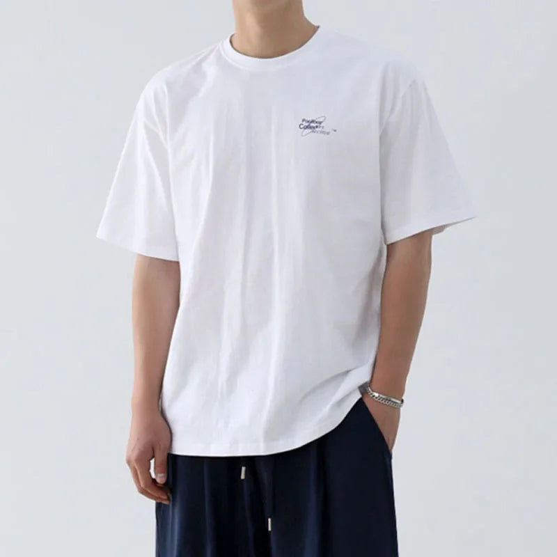 Men's T-shirts Letter Printed Short Sleeved Design New Summer Male Korean Solid Color  Loose Round Neck Pullover Top 9W1608