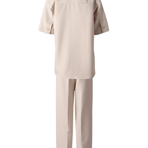 Load image into Gallery viewer, Big Size Rose Red Shirt Wide Leg Pants Two Piece Suit New Lapel Short Sleeve Women Fashion Tide Spring Summer 2025 CPG3119
