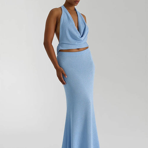 Load image into Gallery viewer, Halter Deep V Neck Backless Sexy Maxi Dress For Women Fashion Sleeveless High Waist Slim-fit Beach Club Party Dress
