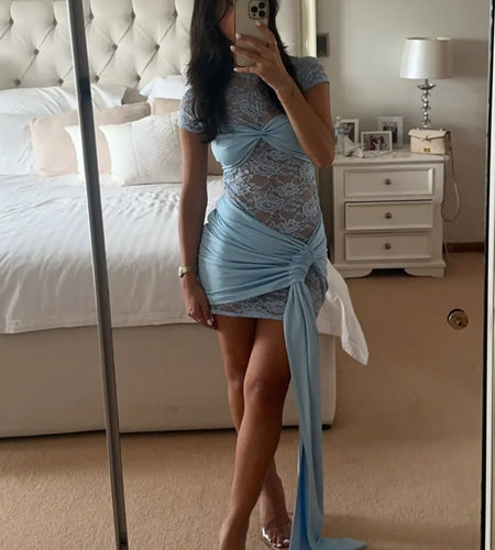 Elegant Lace Patchwork Tight Strap Dress Women Sexy Double Layer Perspective Slimming Party Club Evening Dress 2025