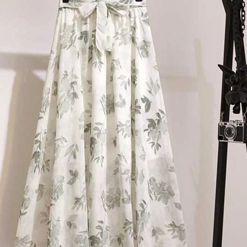 Load image into Gallery viewer, Long Skirt Women For 2024 Spring Summer Lady Korean Style White Black Chiffon Sun School High Waist Midi Skirt Female
