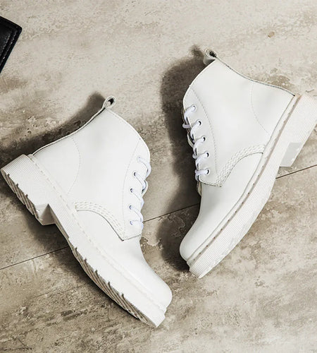 Genuine Leather Boots Women White Ankle Boots Motorcycle Boots Female Autumn Winter Shoes Woman Punk Winter Botas Mujer Spring