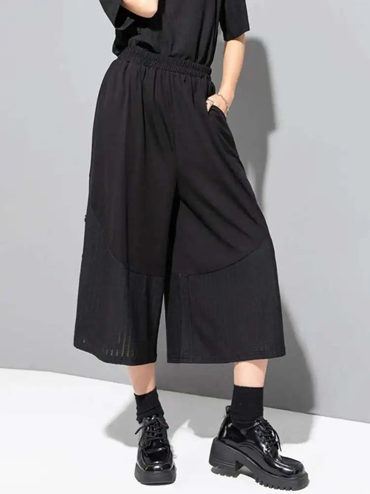 High Elastic Waist Black Striped Wide Leg Pants New Loose Fit Trousers Women Fashion Tide Spring Autumn 2025 1DF8718