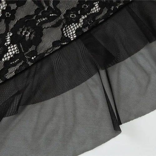 Load image into Gallery viewer, Mesh Lace Ruffled Sexy Maxi Dress For Women Gown Black Hollow Out Sleeveless Thigh High Split Club Long Dress Vestido
