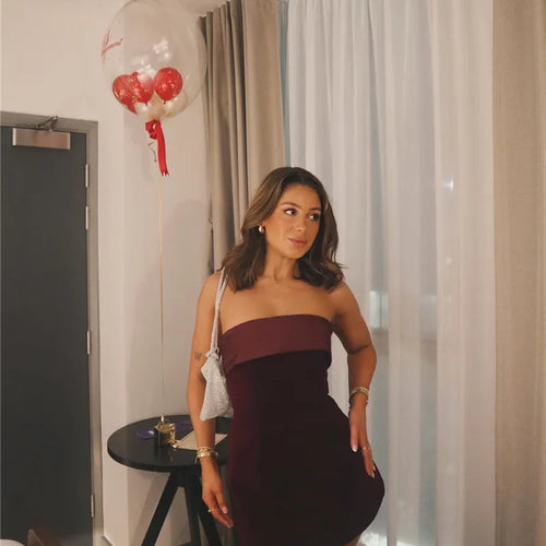 Load image into Gallery viewer, Strapless Backless Sexy Mini Dress Women Fashion With Zipper Off-shoulder Sleeveless A-line Bodycon Club Party Dress
