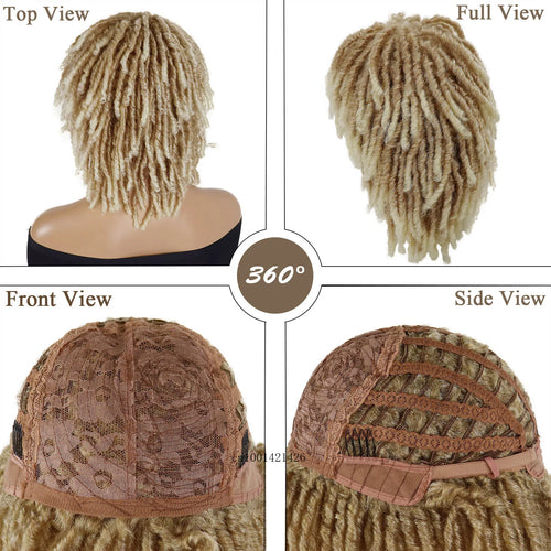 Load image into Gallery viewer, Synthetic Hair Coiled Twists Wigs Women Short Dreadlocks Afro Curly Hairstyles Layered Twisted Locks Locs Realistic Weaving Cap
