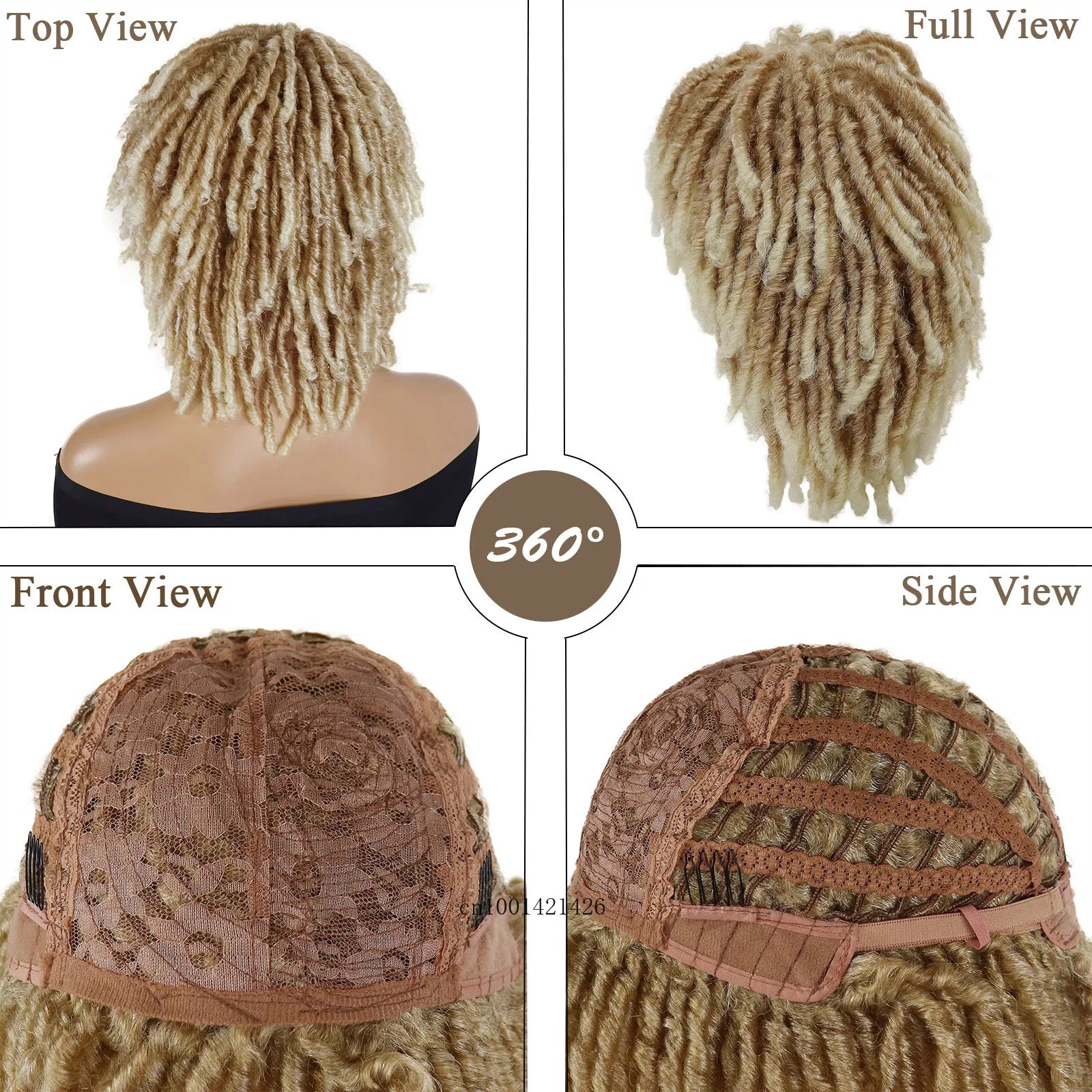 Synthetic Hair Coiled Twists Wigs Women Short Dreadlocks Afro Curly Hairstyles Layered Twisted Locks Locs Realistic Weaving Cap