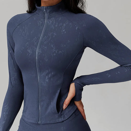 Load image into Gallery viewer, Stamping Long Sleeve Sport Jacket Women Zipper Fitness Yoga Shirt Gym Top Activewear Push Up Running Coats Workout Clothes Woman
