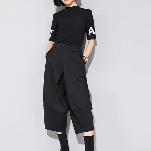 Load image into Gallery viewer, Spring Autumn High Elastic Waist Black Loose Big Pocket Brief Loose Harem Pants Women Trousers Fashion Tide JQ012
