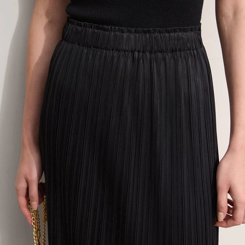 Load image into Gallery viewer, Minimalism Women's Skirt Office Lady 2025 Autumn New Solid Color Elastic Waist Straight Casual Pleated Skirt Long 12342617
