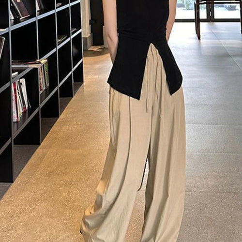 Load image into Gallery viewer, Harajuku Half Height Split Tee Shirts Women Y2k Aesthetic Solid Vintage Sleeveless T-Shirt Streetwear Casual Grunge Crop Tops
