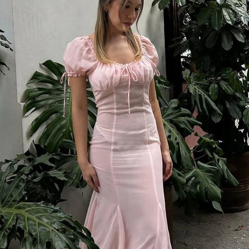 Load image into Gallery viewer, Sexy Sheer Backless Dress Women Short Sleeve Slim Fit Elegant Midi Dress Female Bodycon Temperament Party Club Beach
