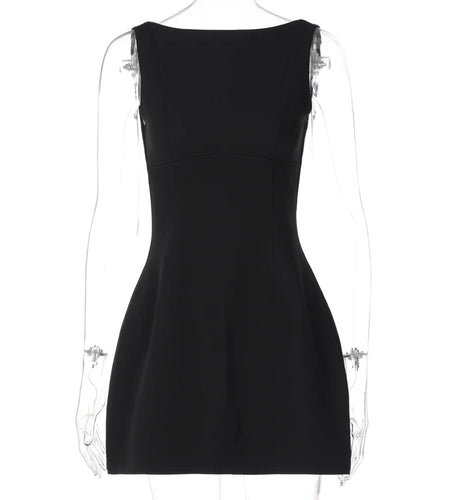 Elegant Solid Sleeveless Backless Zip Up Sexy Bodycon Mini Prom Dress Summer Women Outfit Birthday Evening Party