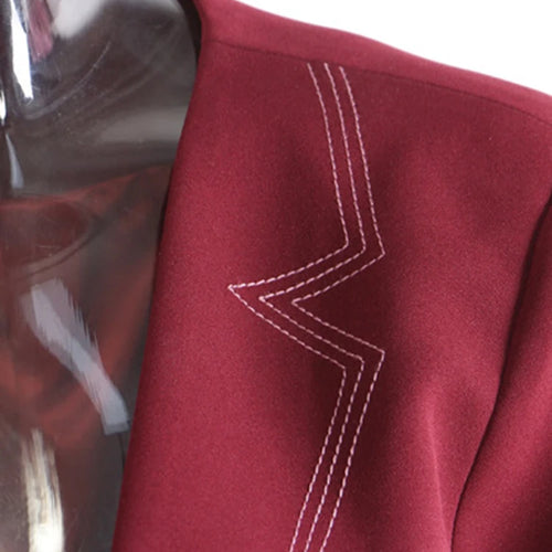 Load image into Gallery viewer, Women Wine Red Topstitched Big Size Elegant Blazer New V-neck Long Sleeve Jacket Fashion Tide Spring Autumn 2025 1DH7919
