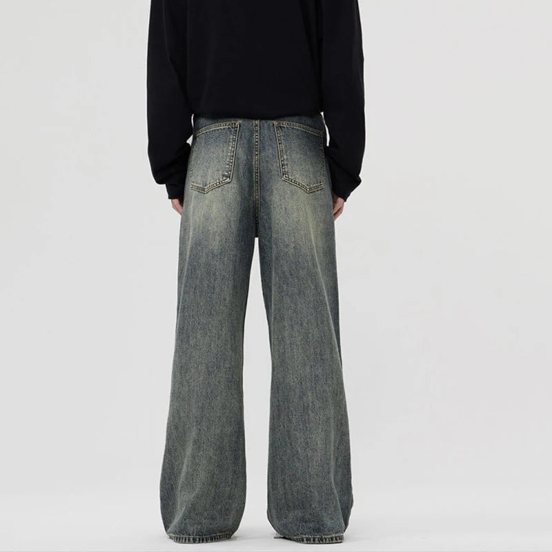 Men's Jeans Straight Leg Denim Pants New American High Street Losse Design Male Summer Trousers Casual Tide 2025 9W1553