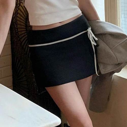 Load image into Gallery viewer, Y2K Chic Korean Summer Mini Skirt Stripe Stitching Bow Harajuku Girls Women&#39;s Skirt Preppy Style Hottie Bottoms Cute
