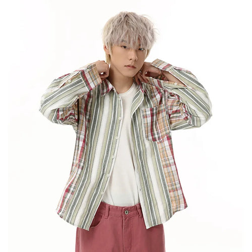 Load image into Gallery viewer, Men&#39;s Shirts New Spring Multi Color Striped Plaid Shirt Long Sleeve Turn-down Collar Male Clothing Stylish Men Top 9W1684
