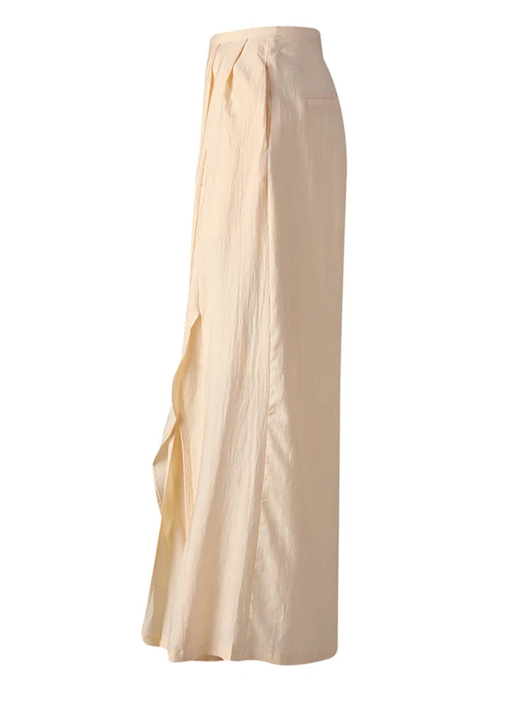 High Waist Yellow Irregular Ruffles Wide Leg Long Pants New Trousers Women Fashion Tide Spring Autumn 2025 CPG3259