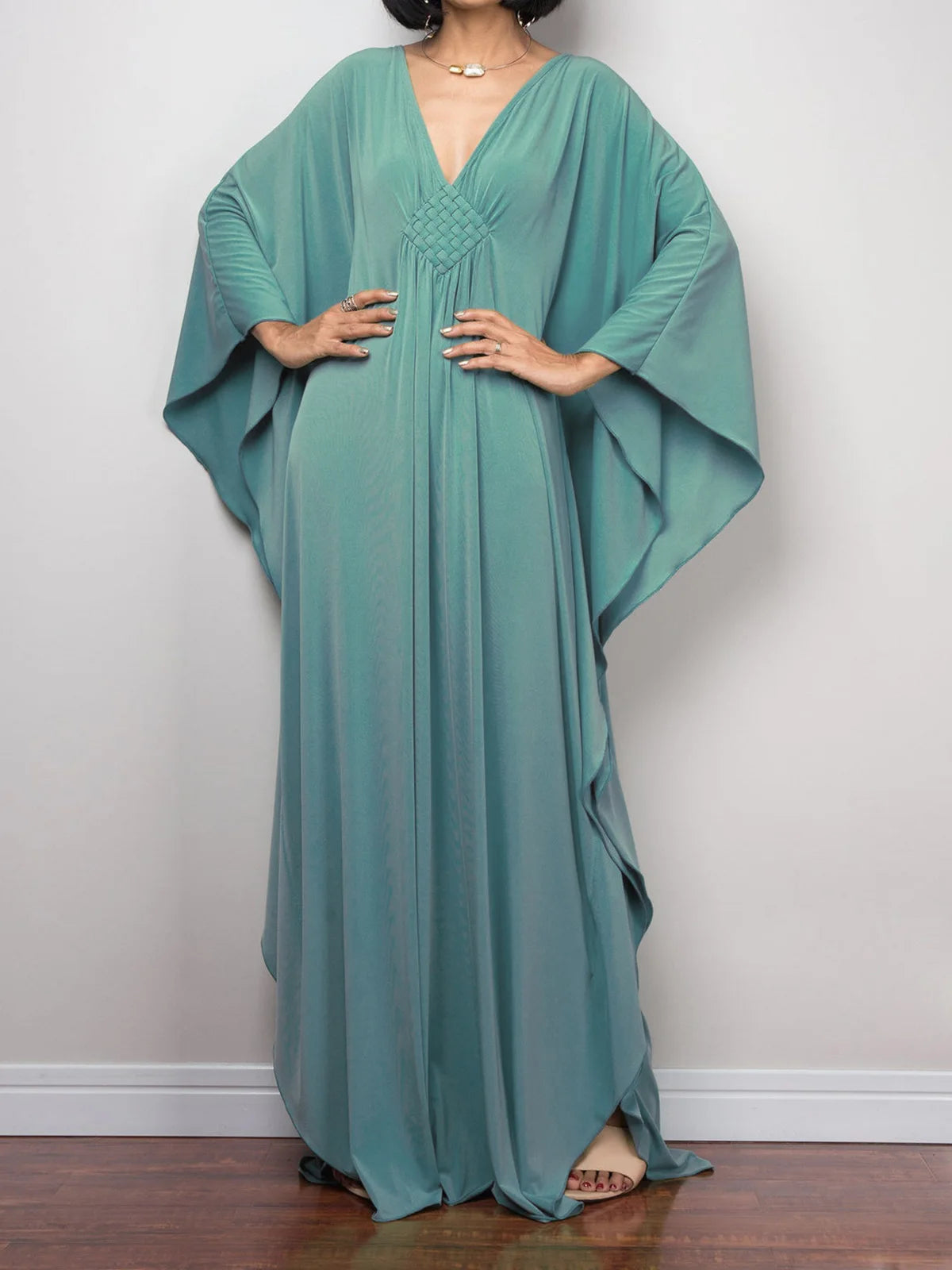 Greek Goddess Long Dress Batwing Sleeve Tunic Beach Cover Up Cover-ups Beach Dress Beach Wear Beachwear Kaftan Maxi Dress V4427