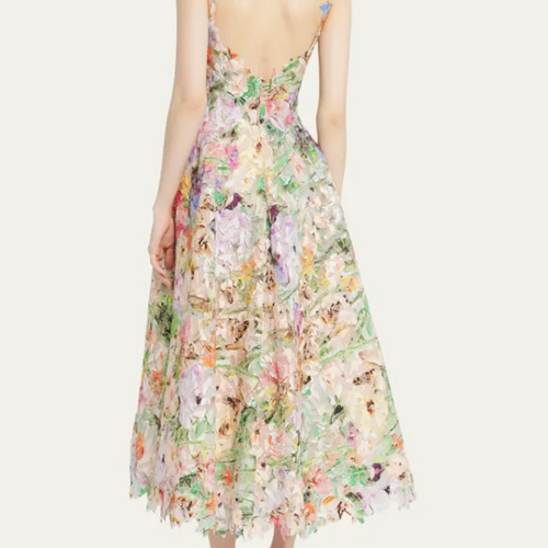 Load image into Gallery viewer, Hit Color Floral Printing Backless Dress For Women V Neck Sleeveless High Waist Slimming Elegant Dresses Female Fashion New

