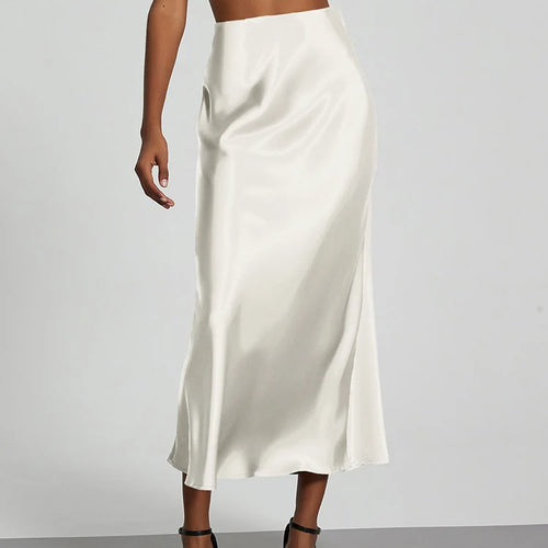 Load image into Gallery viewer, Fashion Satin Party Long Skirt High Waist Solid Color Casual Basic Women Skirts Fishtail Skirt Chic Summer Woman Clothing 2025
