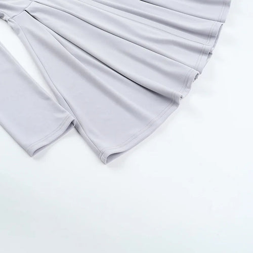 Load image into Gallery viewer, Gray Long Sleeve Sexy Mini Dress Women Solid V Neck High Waist A-line Club Party Pleated Sexy Dress Elegant Clubwear
