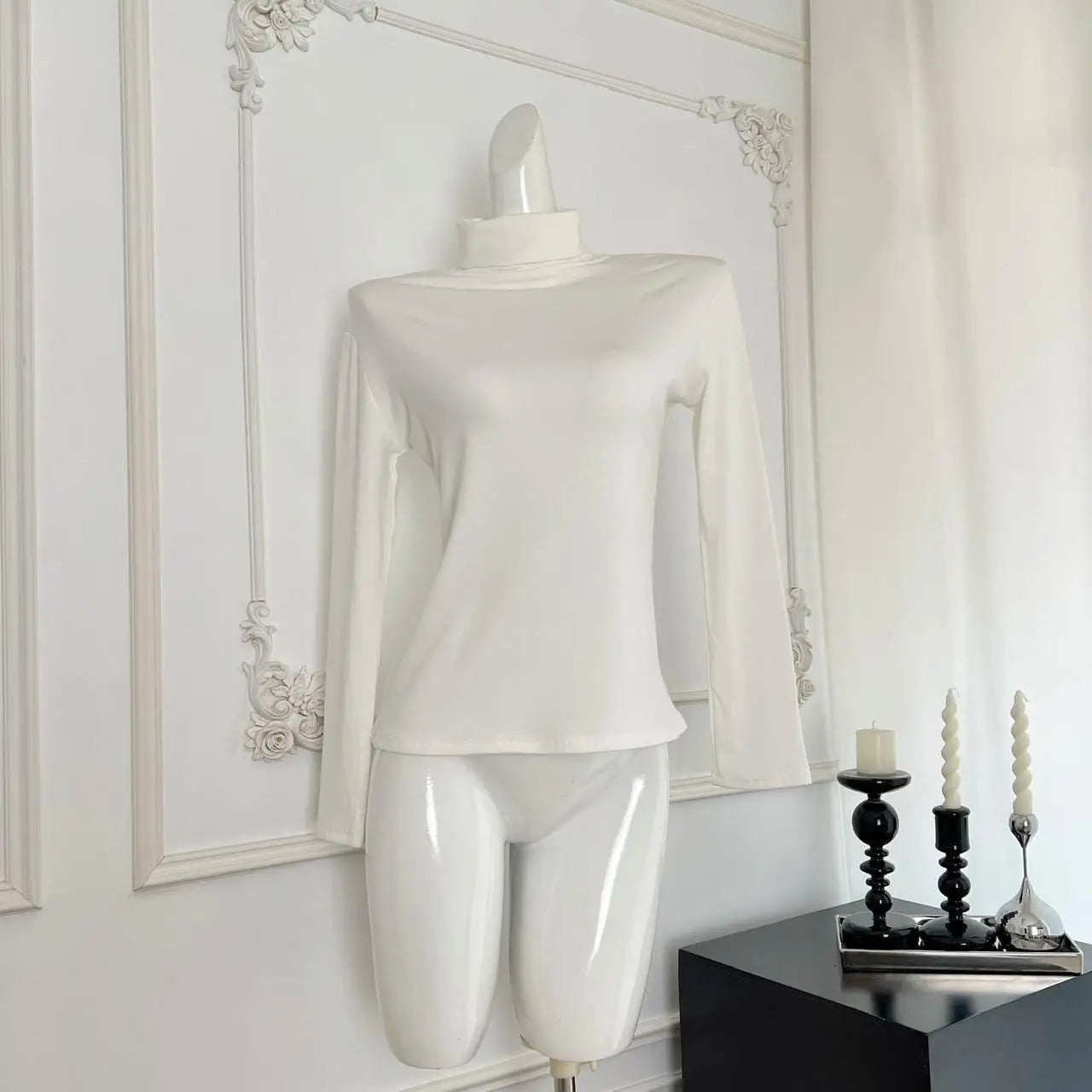 Black White Elegant Velvet Sweater Women Grey High Neck Long Sleeve Basic Knit Tops 2024 Autumn Winter Simplicity Versatile Chic