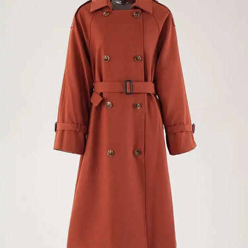 Load image into Gallery viewer, Women Red Double Breasted Big Size Elegant Trench New Lapel Long Sleeve Windbreaker Fashion Spring Autumn 2025  CPG1783
