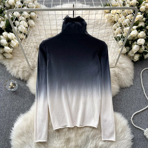 Load image into Gallery viewer, Women Vintage Elegant Long Sleeved Gradual Knitted Sweater Female Autumn New Turtleneck Slim Pullover Tops Fashion Versatile Y2k
