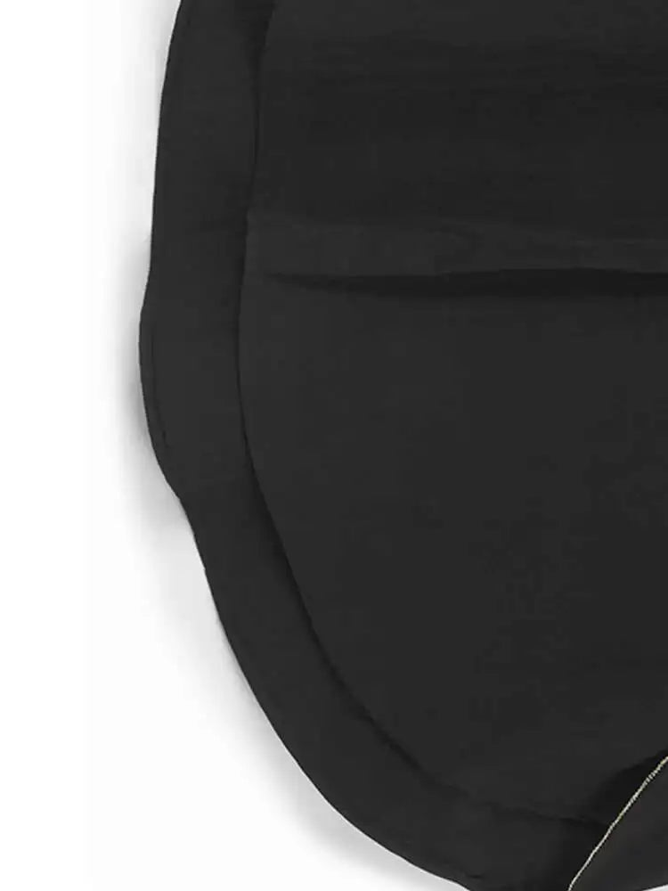 Women Black Color-block Irreuglar Pleat Big Size Shirt Dress New Lapel Long Sleeve Fashion Tide Spring Autumn 2025 1DH9804