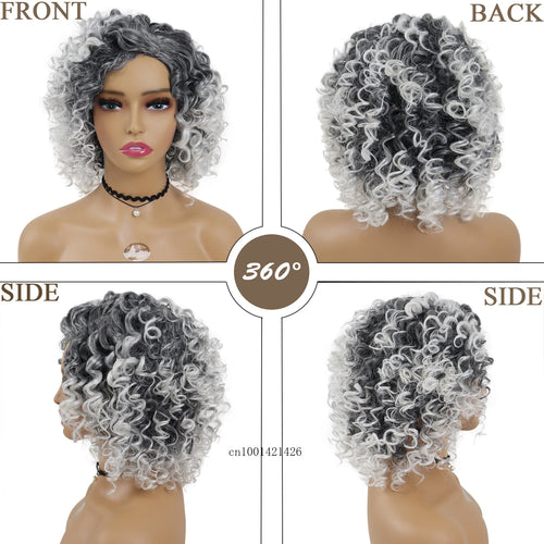 Load image into Gallery viewer, Ombre Grey Wigs for Women Synthetic Hair Natural Curly Wigs Cosplay Party Carnival Costume Shourt Colly Hairstyle Clearance Sale
