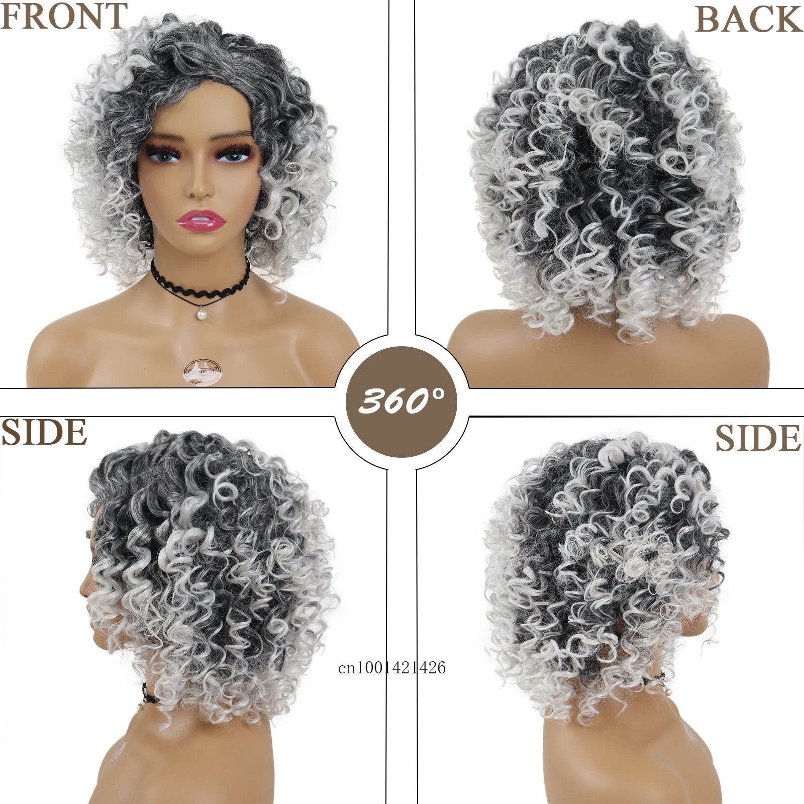 Ombre Grey Wigs for Women Synthetic Hair Natural Curly Wigs Cosplay Party Carnival Costume Shourt Colly Hairstyle Clearance Sale