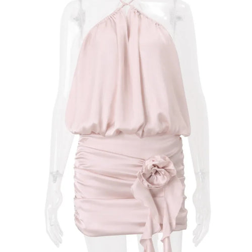 Load image into Gallery viewer, Sexy Sleeveless Hanging Collar Slim Satin Dress For Women Winter 2025 New Backless Suspender Hanging Neck Party Clubwear
