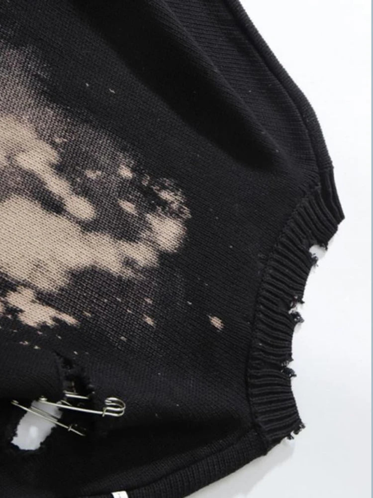 Holes Big Size Knitting Sweater Round Neck Long Sleeve Women Pullovers New Fashion Tide Spring Autumn 2025 1DH9795