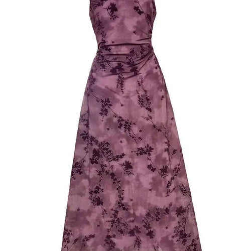 Load image into Gallery viewer, Women Brown Printed Vintage Long Spaghetti Strap Dress New Round Neck Sleeveless Fashion Tide Spring Summer 2025 1DJ0289
