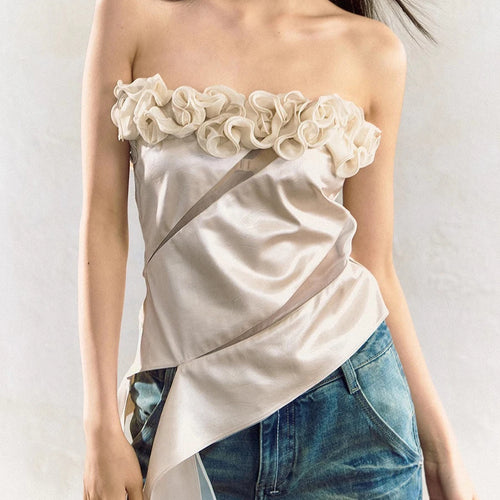 Load image into Gallery viewer, Hit Color Slimming Spliced Appliques Vests For Women Strapless Sleeveless Tunic Temperament Chic Vest Female New
