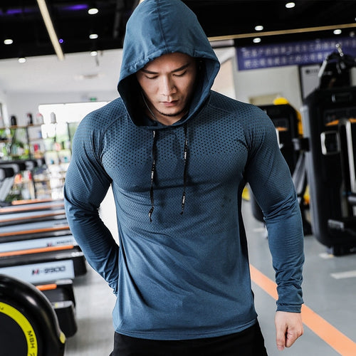 Load image into Gallery viewer, Mens Fitness Tracksuit Running Sport Hoodie Gym Joggers Hooded Outdoor Workout Shirts Tops Clothing Muscle Training Sweatshirt
