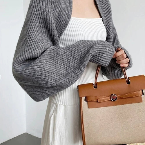 Load image into Gallery viewer, Elegant Gray Knitting Cardigan Sweater Loose Fit V-Neck Long Sleeve Women New Fashion Tide Autumn Winter 2025 1DF2337
