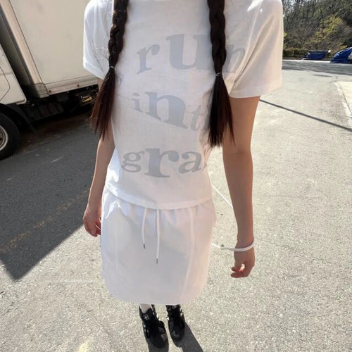 Load image into Gallery viewer, Shirts for Women Korean Summer Tshirts White Tops O-neck Short Sleeve Tunic Tees Fashion Letter Print T Shirt 2023 Ropa Mujer
