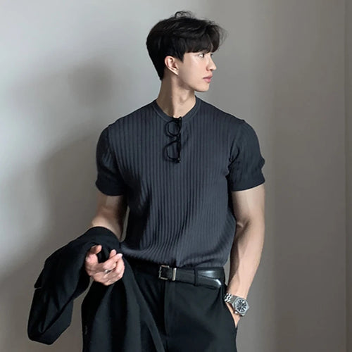 Load image into Gallery viewer, Men's T-shirts New Summer Short Sleeved Knitted Trendy Korean Style Round Neck Solid Color Pullover Male Clothing 9W1822
